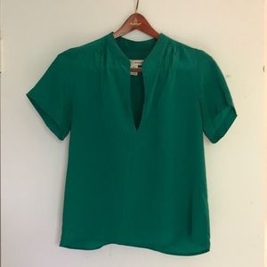 Amanda Uprichard Emerald Green Silk Top